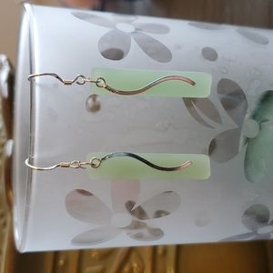 Green Frosted Sea Glass Earrings